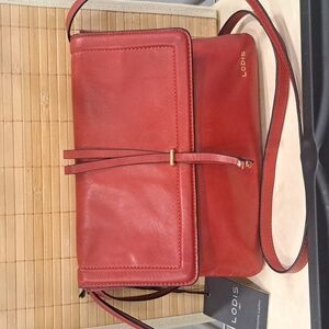 Lodis Elegant Red Leather Crossbody Bag, new with tags